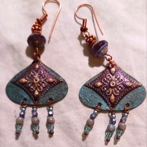 Handdpainted tin earrings